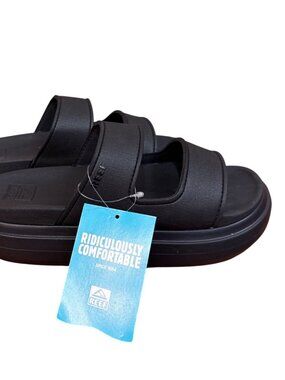 Reef Cushion Bondi 2 Bar Womens Black Sandals Size 9 Lightweight Comfort Slides